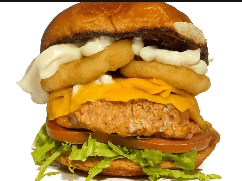 Combo Chicken Burger Duplo com Onion Rings + Batata Frita + Coca-Cola 350ml